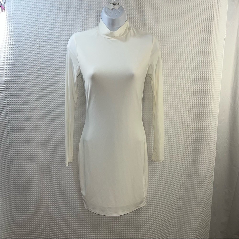 Fashion Nova Cream Long Sleeve Dress size small